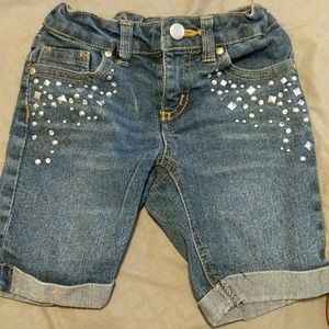 Girls studded denim shorts